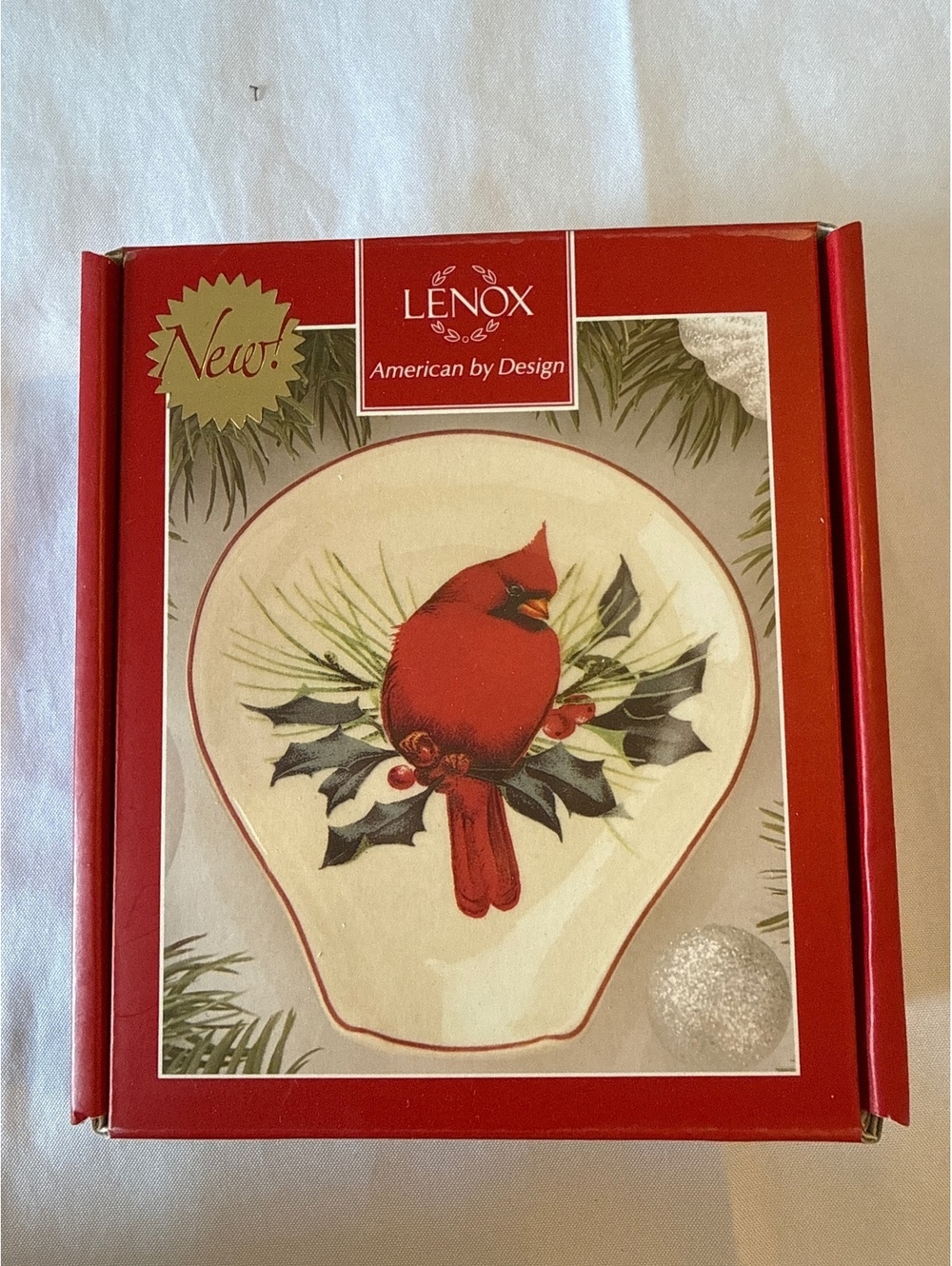 Lenox Winter Greetings Spoon Rest with Cardinal Design 4.75in New in Box